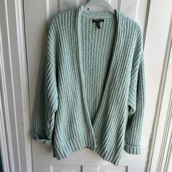 Eileen Fisher Ribbed Knit Organic Cotton Cardigan Sweater - Picture 2 of 8